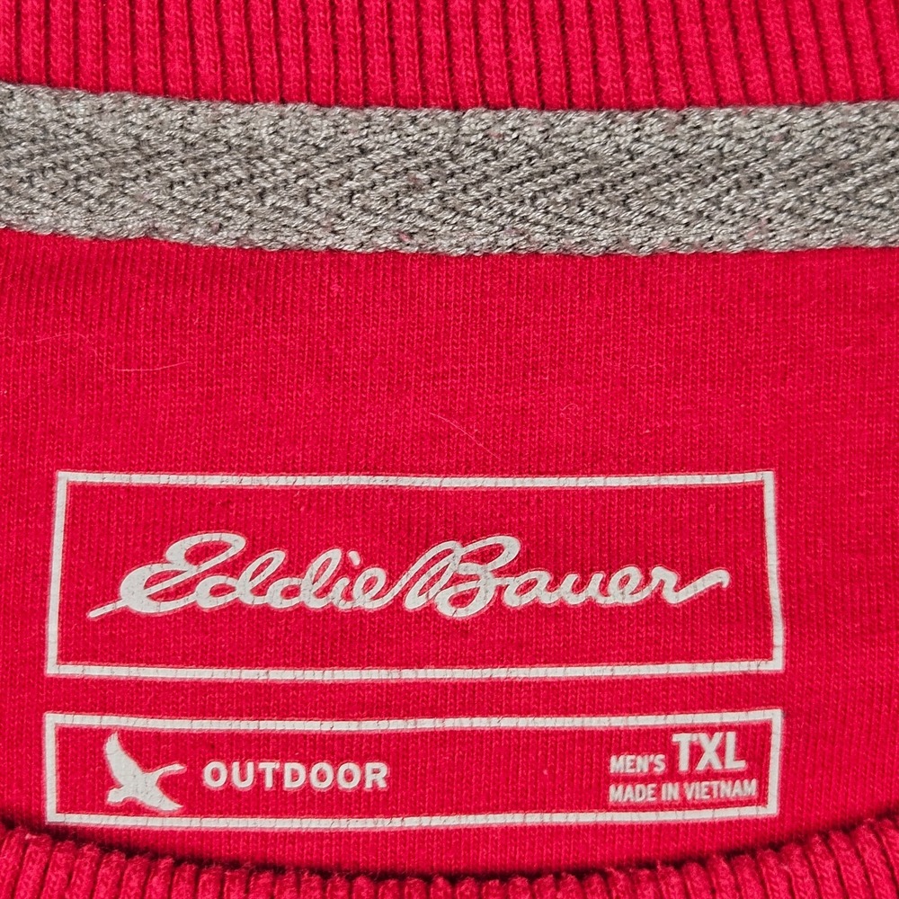 Eddie Bauer Shirt Mens Red Tall XL Waffle Knit Thermal Black Lab Graphic Crew - Picture 4 of 11